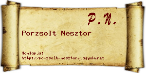 Porzsolt Nesztor névjegykártya